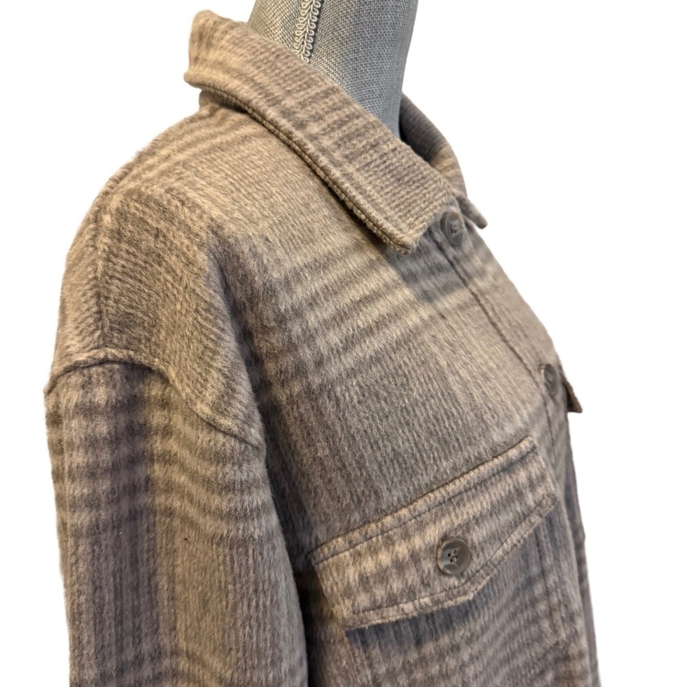 Joie Neutral Plaid Shacket, Size L - Picture 4 of 8
